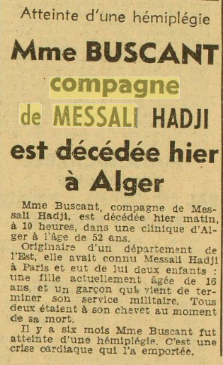 Mme Buscant, 1953, Alger