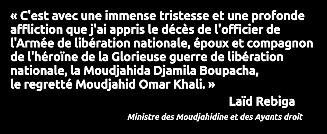 Hommage du ministre au moudjahid Omar Khali