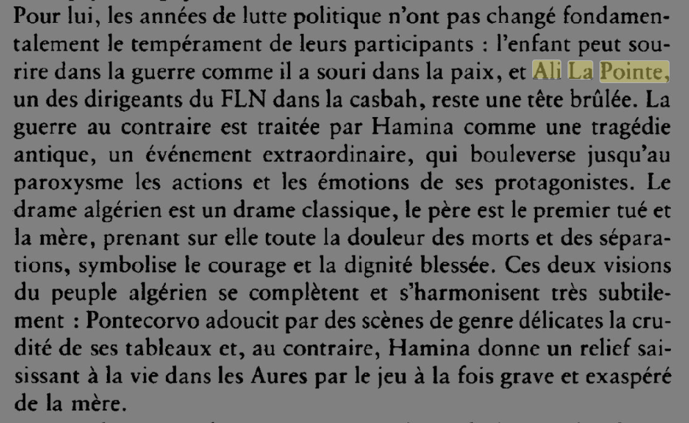 Études sur Ali la Pointe (et Pontecorvo) 