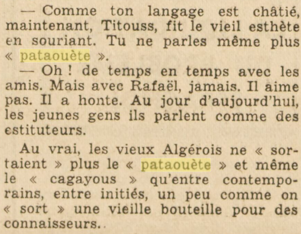 Le pataouète dans la dépêche algérienne