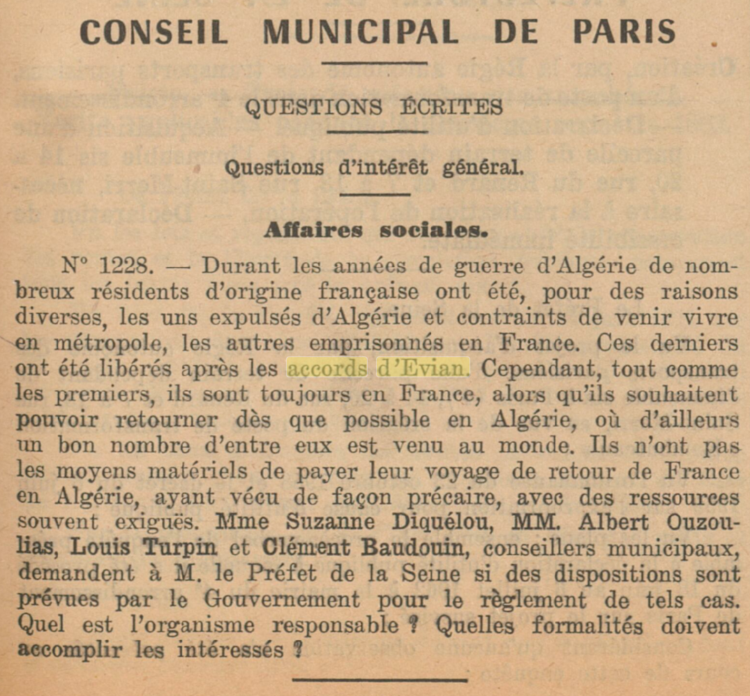 Accords d'Évian de 1962 entre la France et l'Algérie
