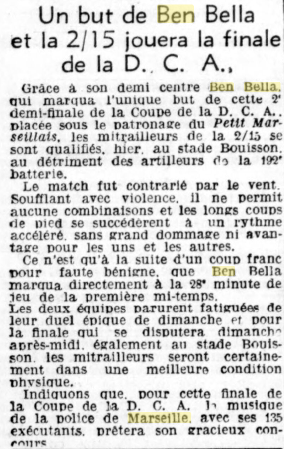 But de Ben Bella, joueur de l'Olympique de Marseille