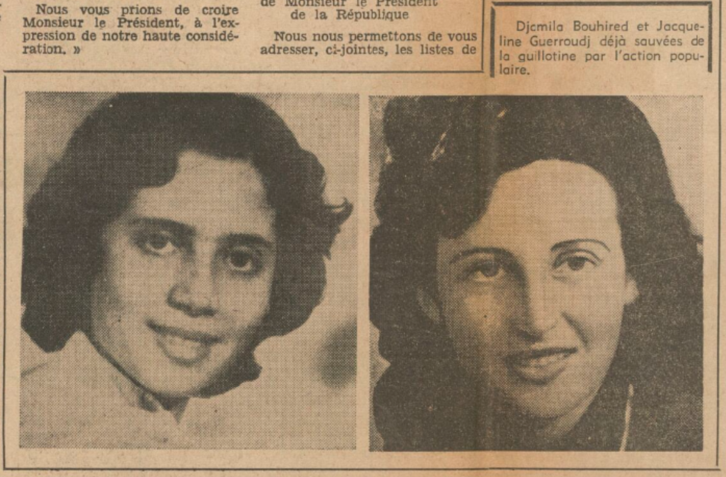 Djamila Bouhired et Jacqueline Guerroudj en 1959