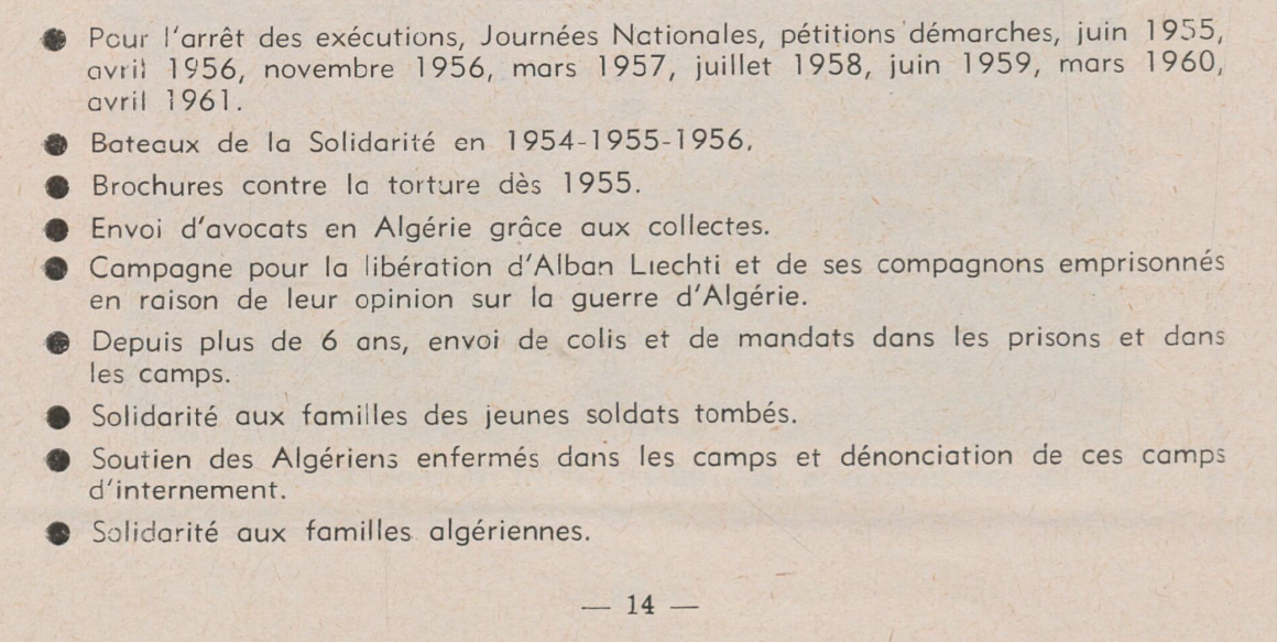 Secours rouge international en Algérie, 1961.