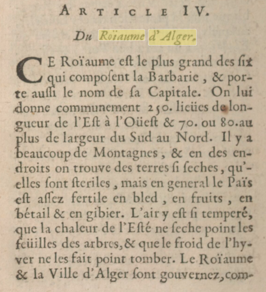 Roïaume d'Alger, Lenglet Du Fresnoy