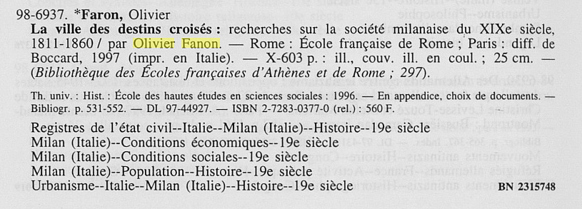 Livre d'Olivier Fanon, le fils